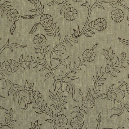 Bailey Floral Block Print Solid Linen Fabric