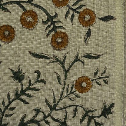 Bailey Floral Block Print Solid Linen Fabric