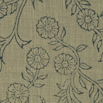 Bailey Floral Block Print Solid Linen Fabric