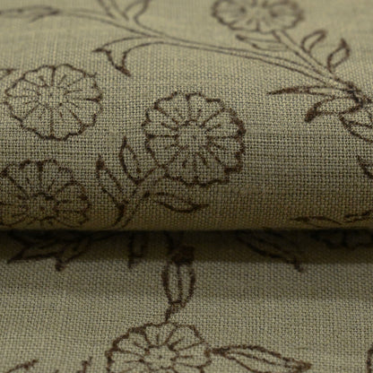 Bailey Floral Block Print Solid Linen Fabric