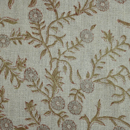Bailey Floral Block Print Solid Linen Fabric