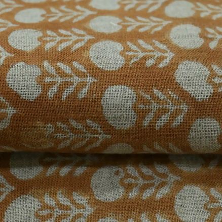 Artisan Block Print Linen Fabric -  8