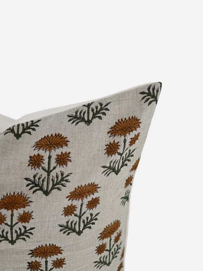 Celeste Warm Ochre Rust Block Print Pillow Cover
