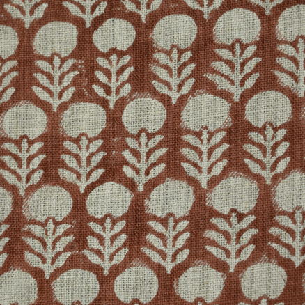 Artisan Block Print Linen Fabric -  8