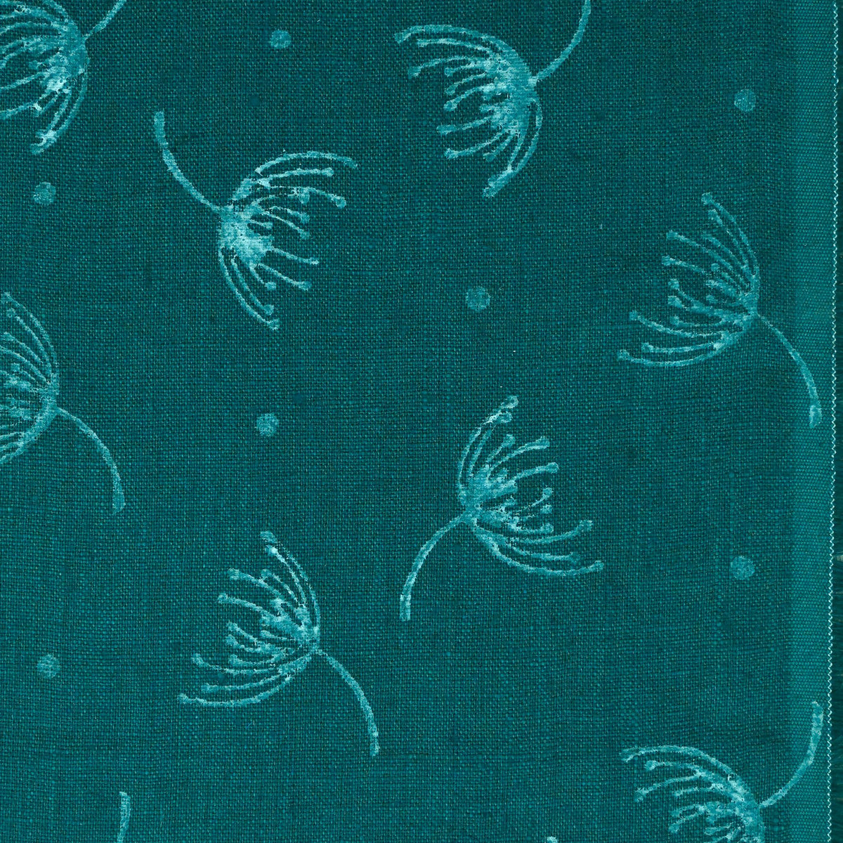 Xileo Botanical Block Print Linen Fabric