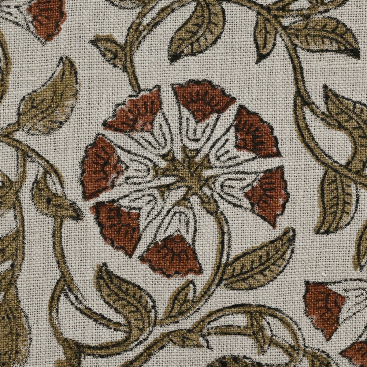 Kimberly Floral Linen Block Print Fabric