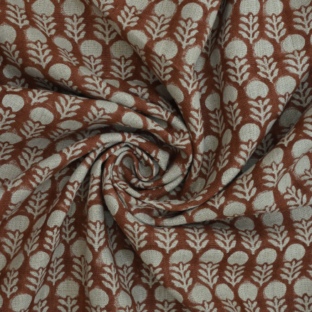 Artisan Block Print Linen Fabric -  8