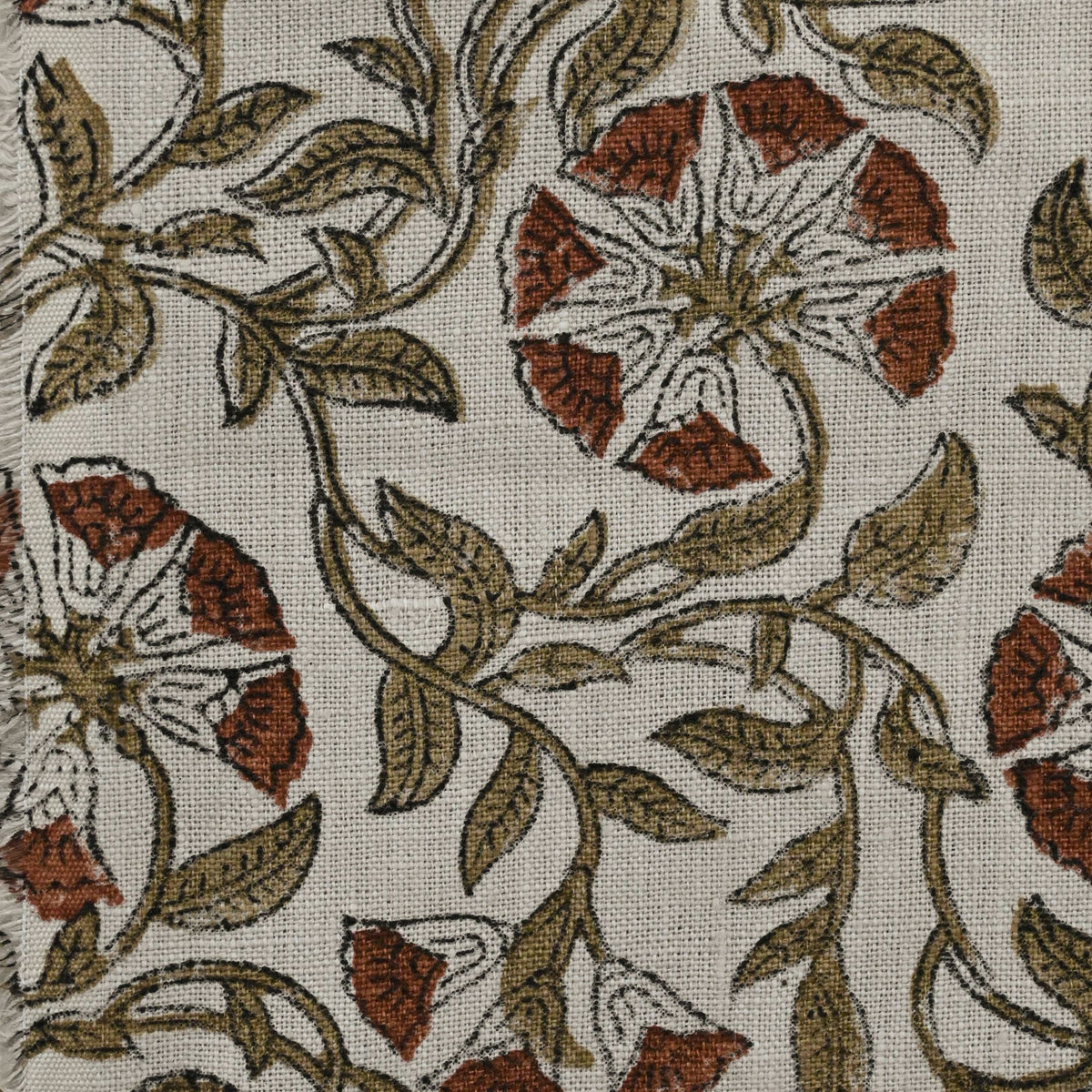 Kimberly Floral Linen Block Print Fabric