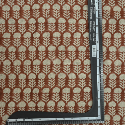 Artisan Block Print Linen Fabric -  8