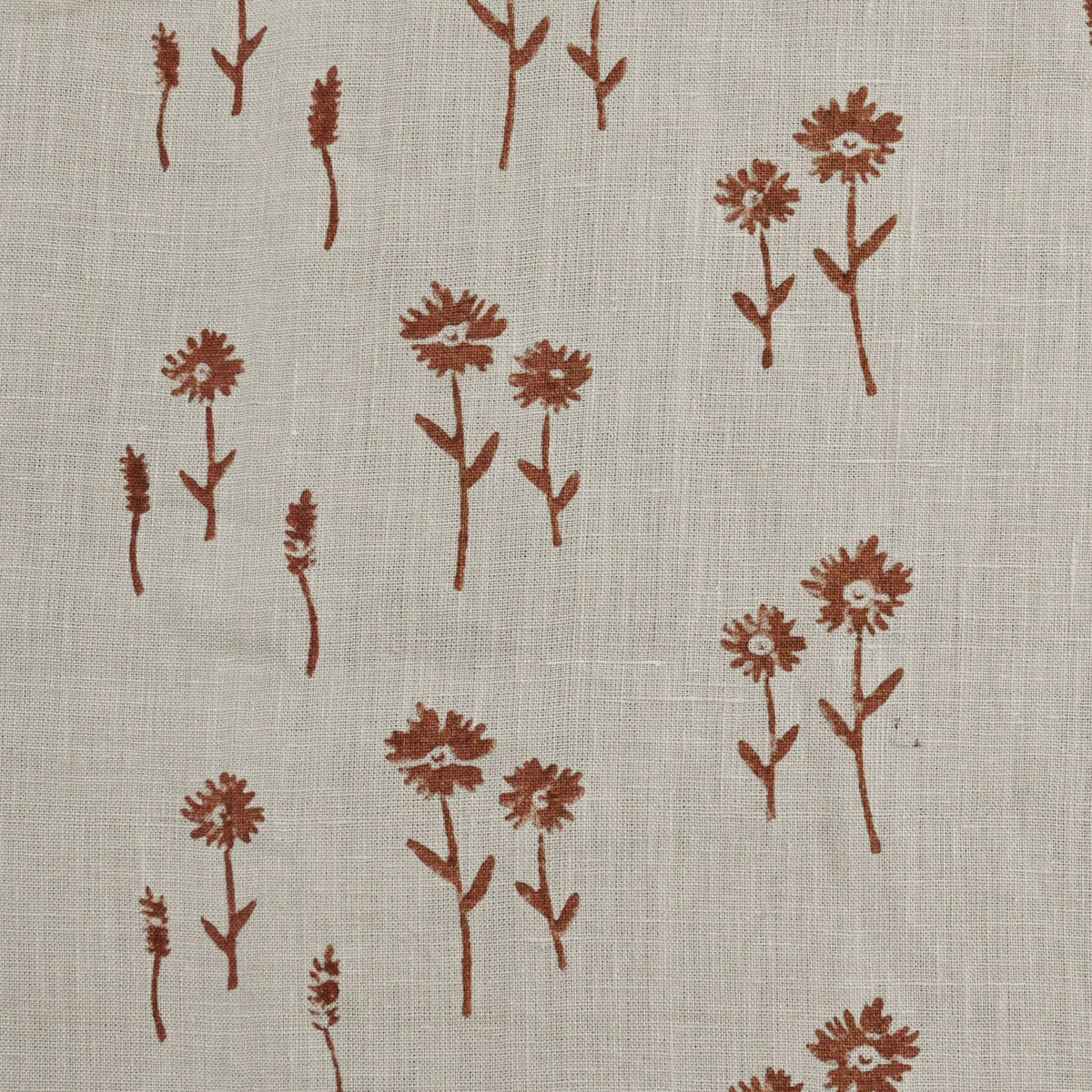 Newo Floral Block Print  Linen Fabric