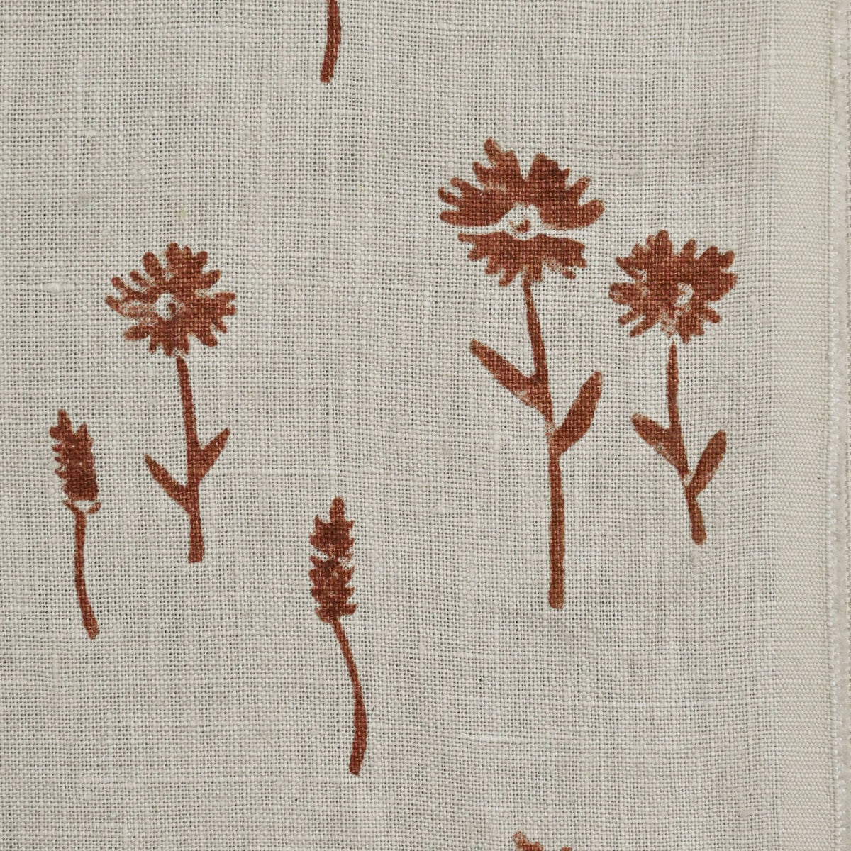 Newo Floral Block Print  Linen Fabric