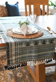 Bhujodi Table Runner - Blue Gray/Multicolor - Rohiyaan