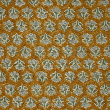 Artisan Block Print Linen Fabric - 9