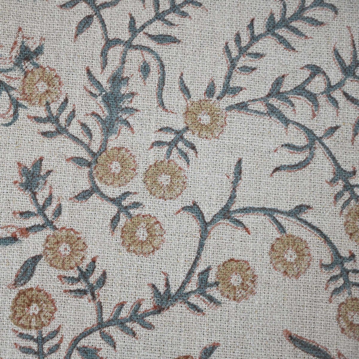 Bailey Slate Linen Block Print Pillow Cover