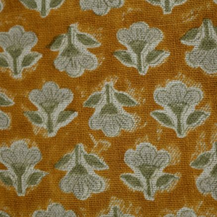 Artisan Block Print Linen Fabric - 9