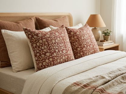 Katie Gold Linen Block Print Pillow Cover