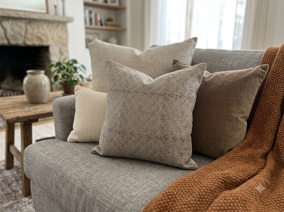 Frances Linen Block Print Pillow Cover