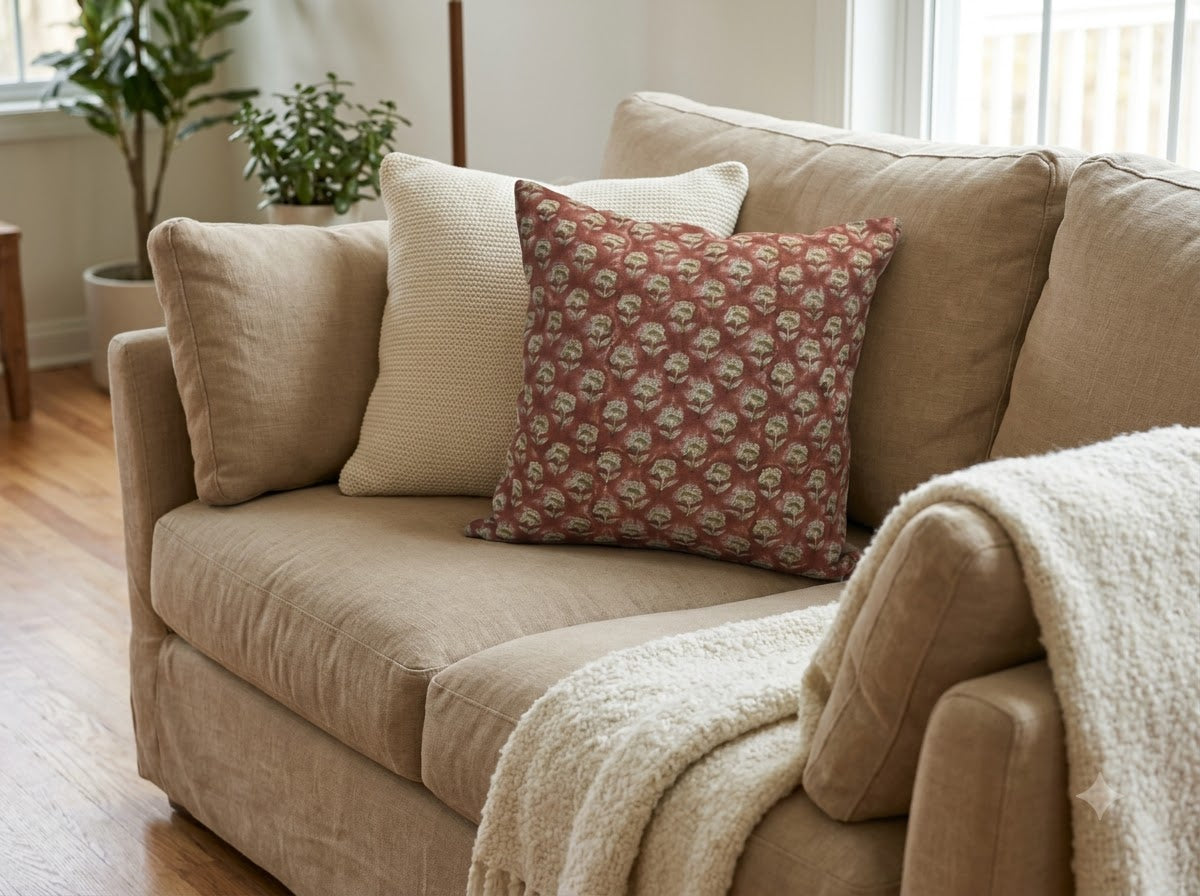 Andrea Sage Linen Block Print Pillow Cover