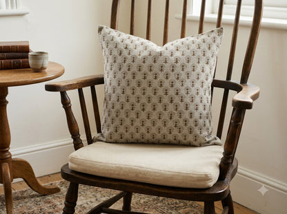 Summer Chestnut Linen Block Print Pillow Cover