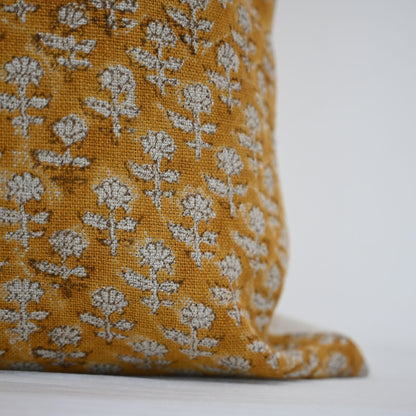 Frances Ochre Block Print Pillow Cover