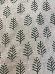 Hand Block Printed Linen Fabric by the Yard - Decor, Pillows ,Upholstery, Curtain - Rohiyaan