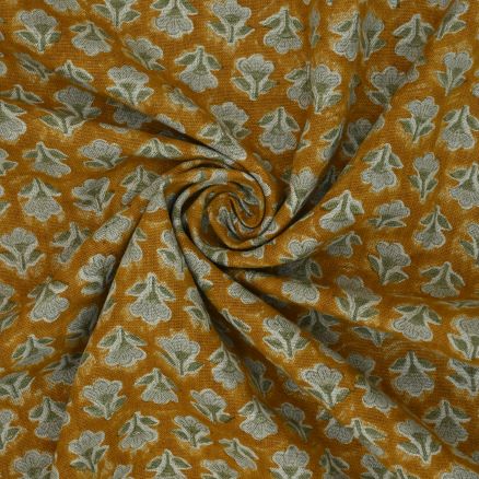 Artisan Block Print Linen Fabric - 9