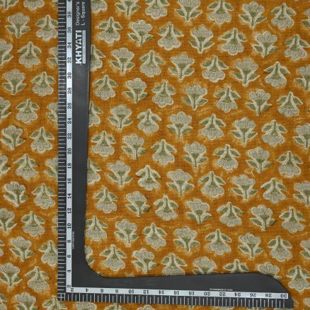 Artisan Block Print Linen Fabric - 9