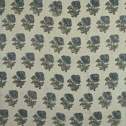 Kenzie Botanical Hand Block Linen Fabric