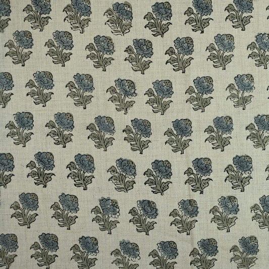 Kenzie Botanical Hand Block Linen Fabric