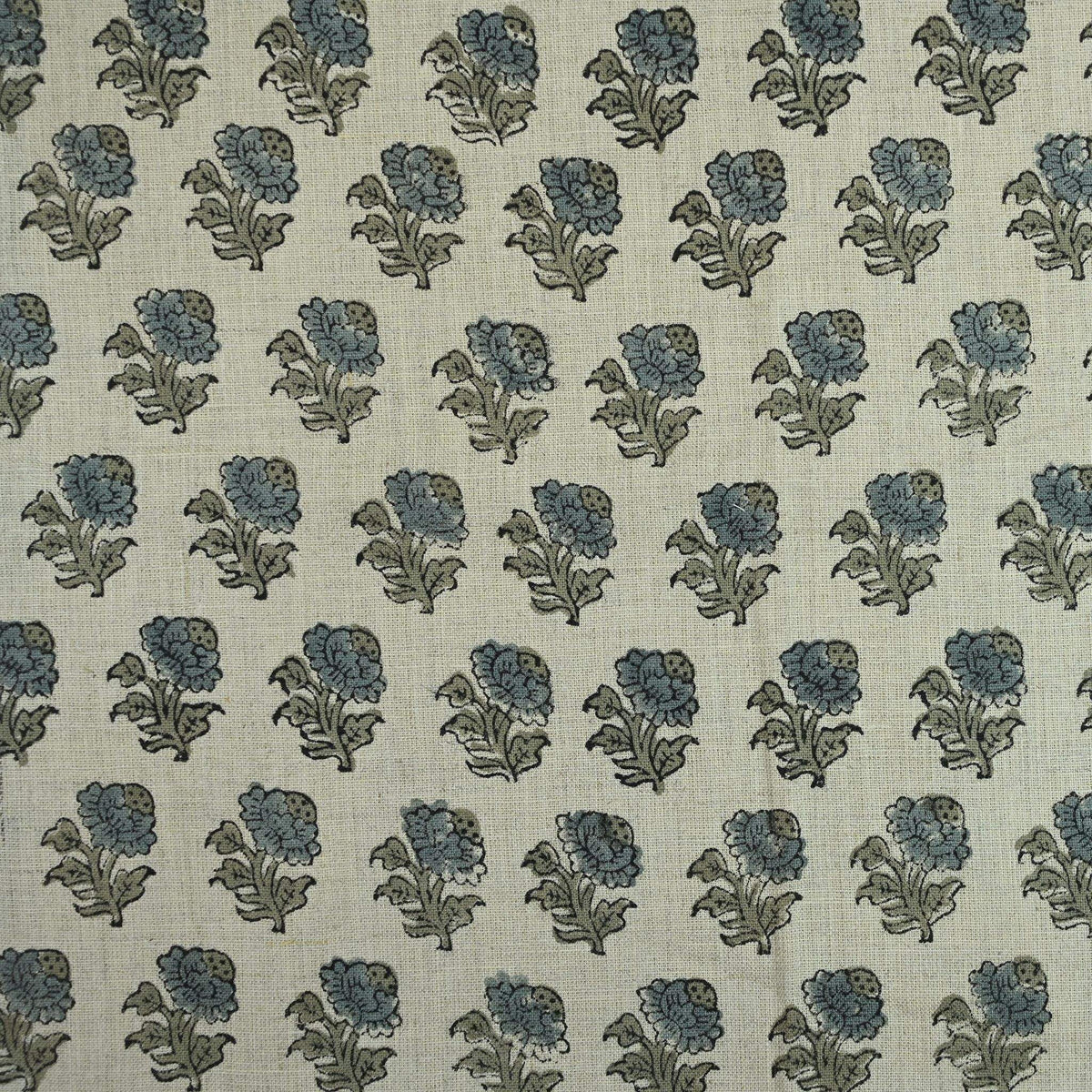 Kenzie Floral Block Print Solid Linen Fabric
