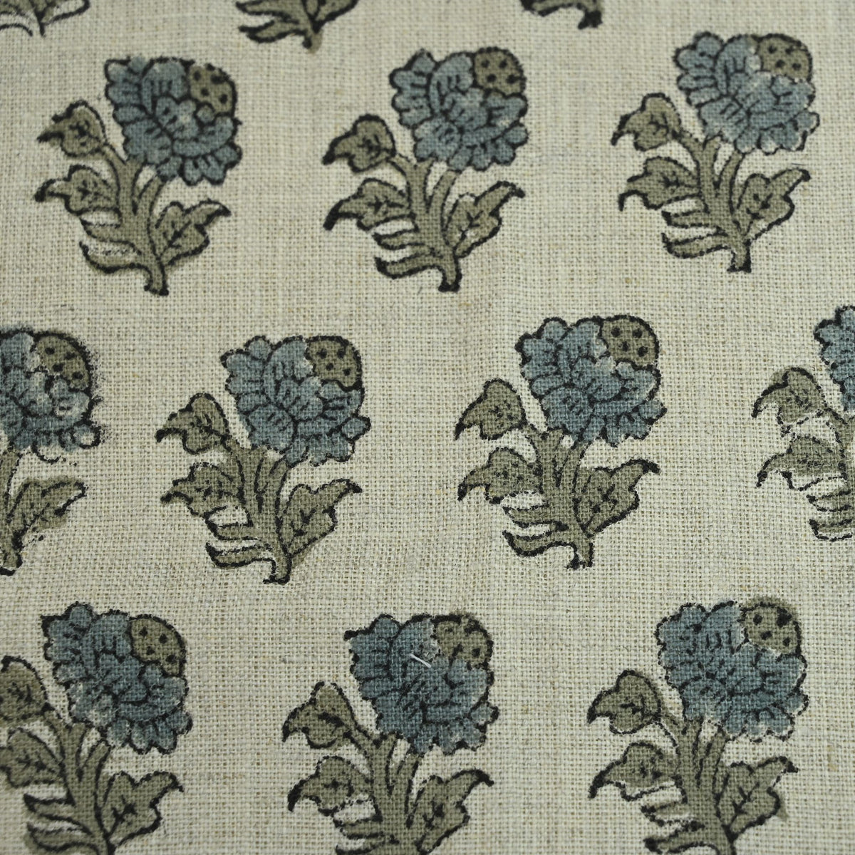 Kenzie Floral Block Print Solid Linen Fabric