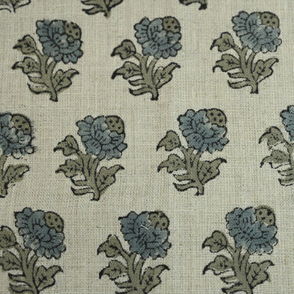 Kenzie Floral Block Print Solid Linen Fabric