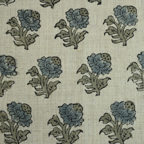 Kenzie Botanical Hand Block Linen Fabric