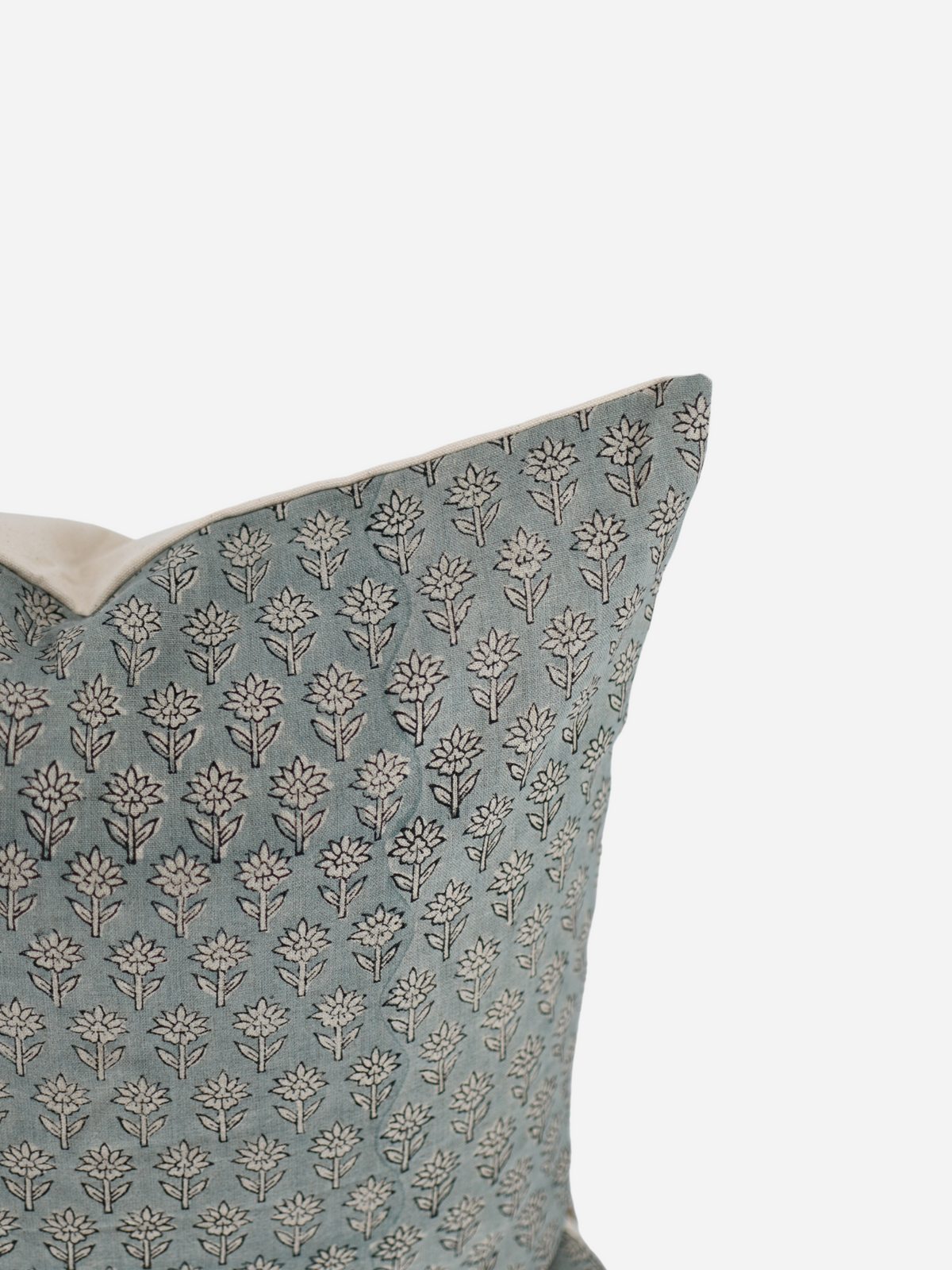 Celine Muted Dusty Blue Block Print Pillow Cover
