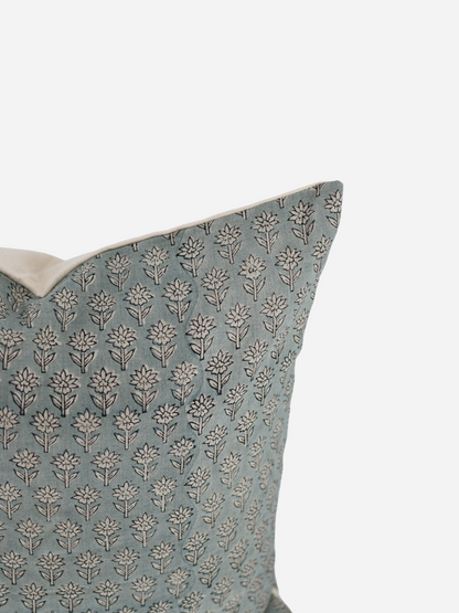 Celine Muted Dusty Blue Block Print Pillow Cover
