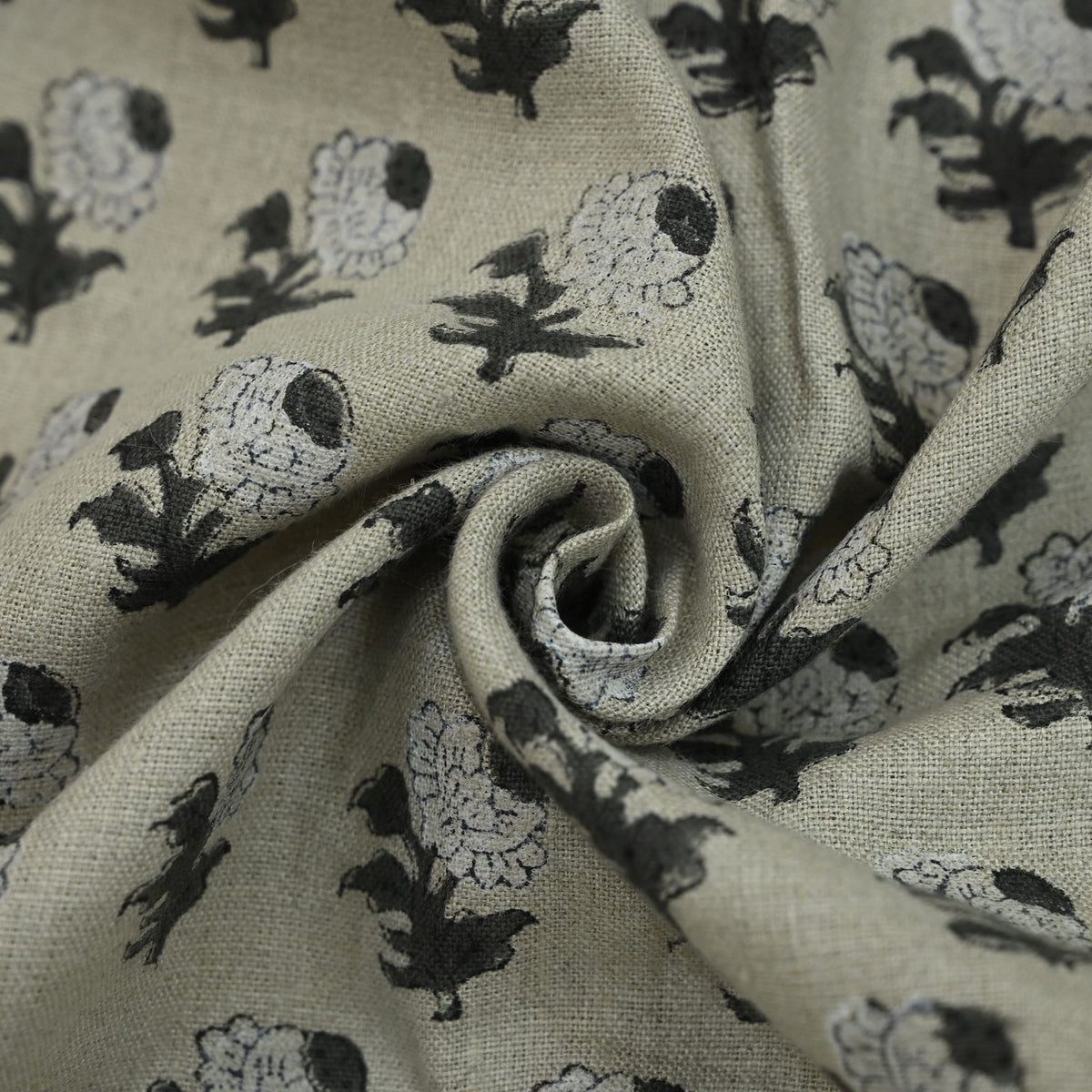 Kenzie Botanical Hand Block Linen Fabric