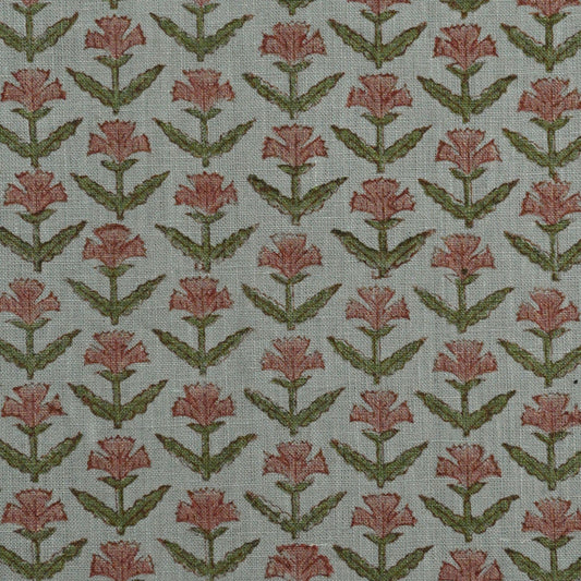 Aifos Floral Block Print Solid Linen Fabric