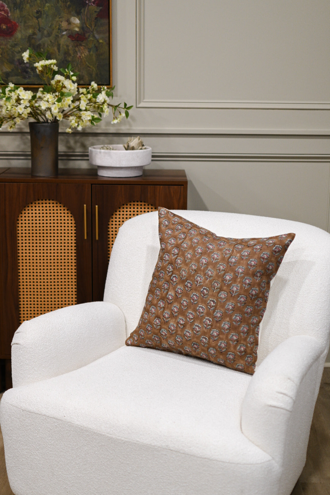 Andrea Floral Block Print Pillow Cover