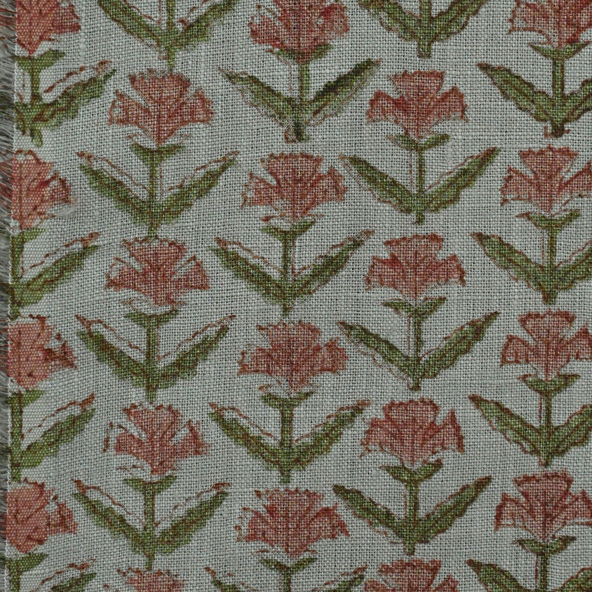 Aifos Floral Linen Block Print Fabric