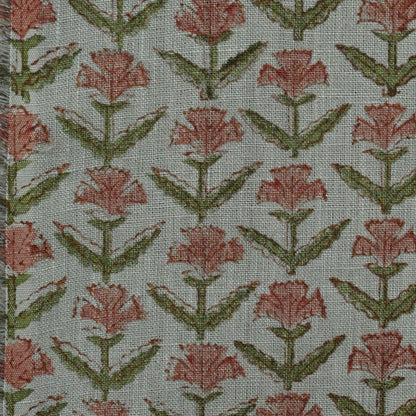 Aifos Floral Linen Block Print Fabric
