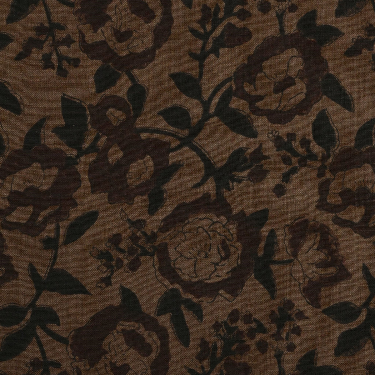 Anig Floral Solid Linen Block Print Fabric