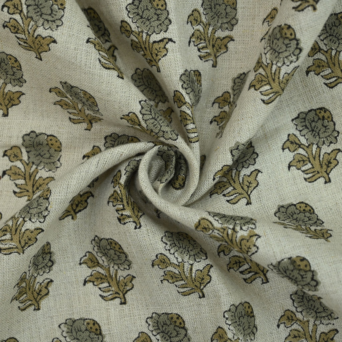 Kenzie Botanical Hand Block Linen Fabric