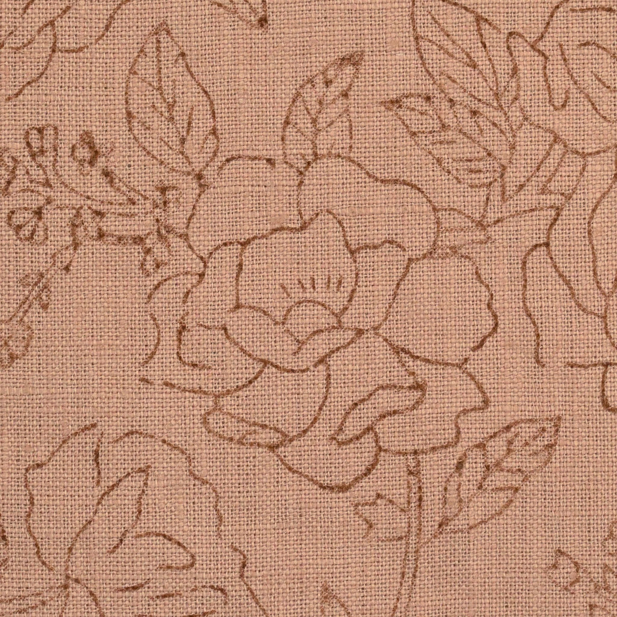 Anig Floral Solid Linen Block Print Fabric