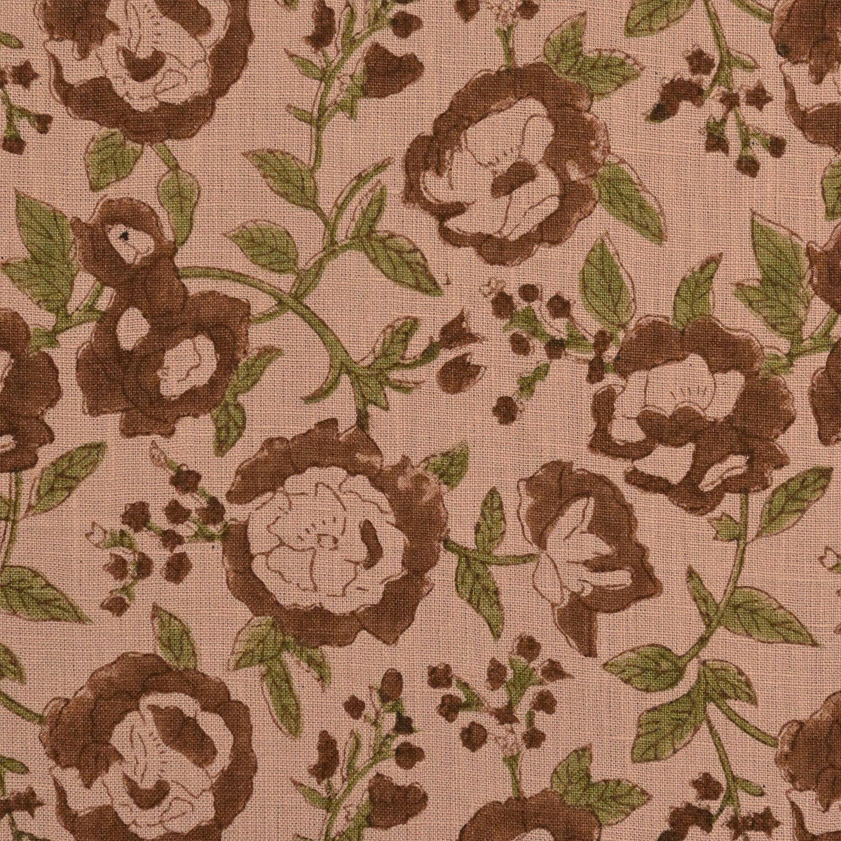 Anig Floral Solid Linen Block Print Fabric