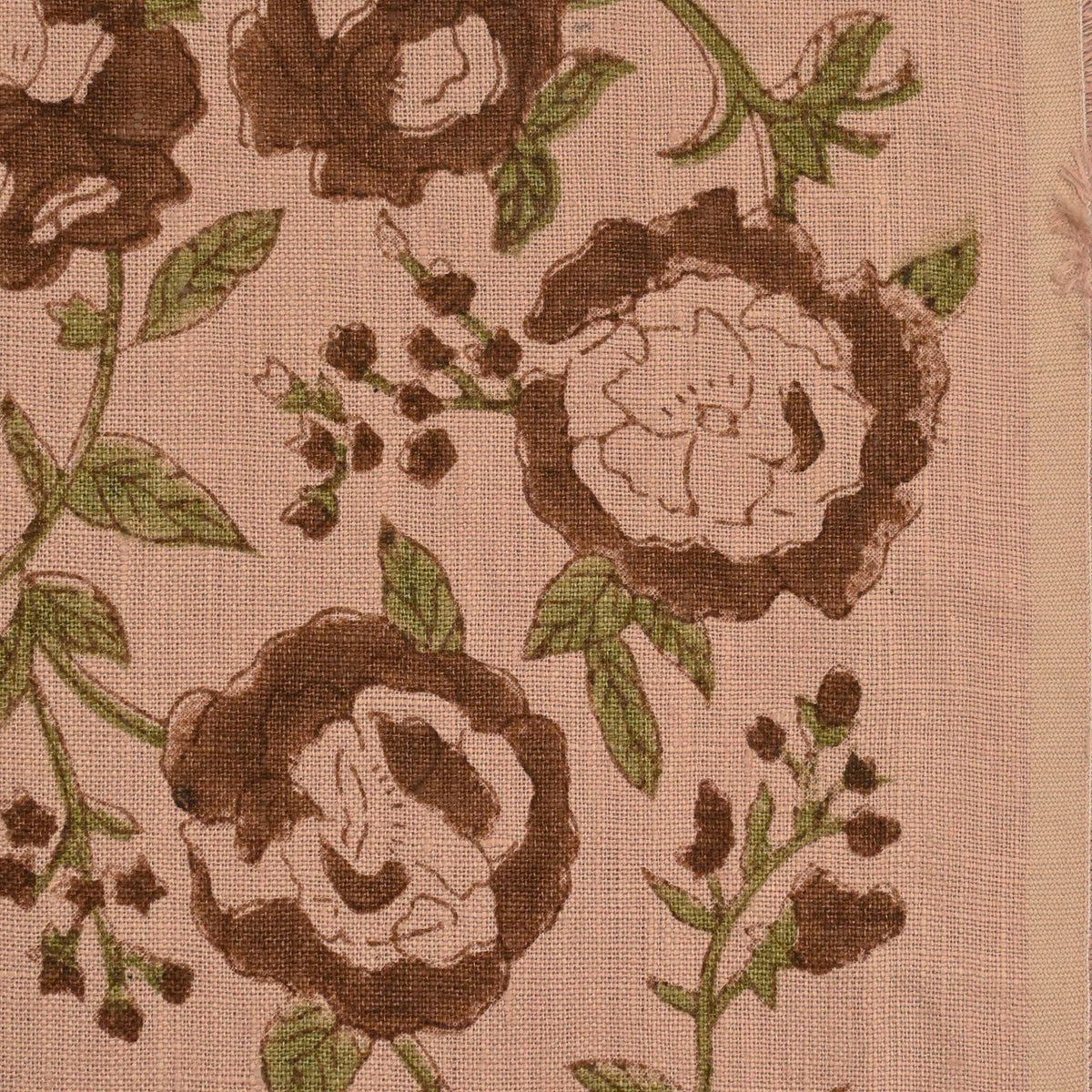 Anig Floral Solid Linen Block Print Fabric