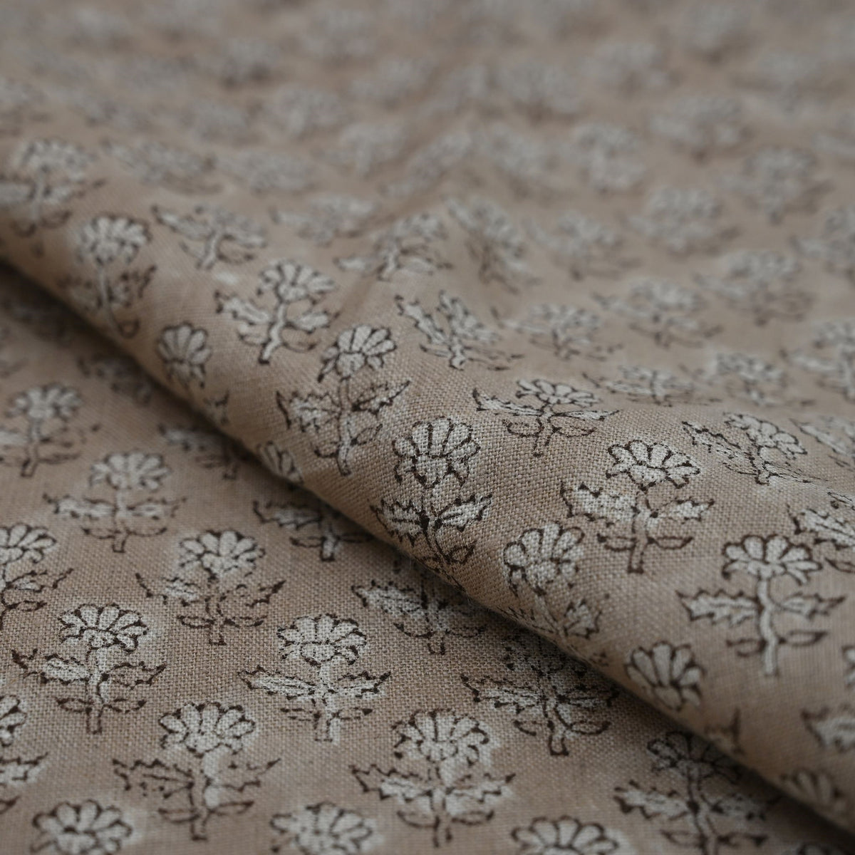 Frances Botanical Hand Block Linen Fabric