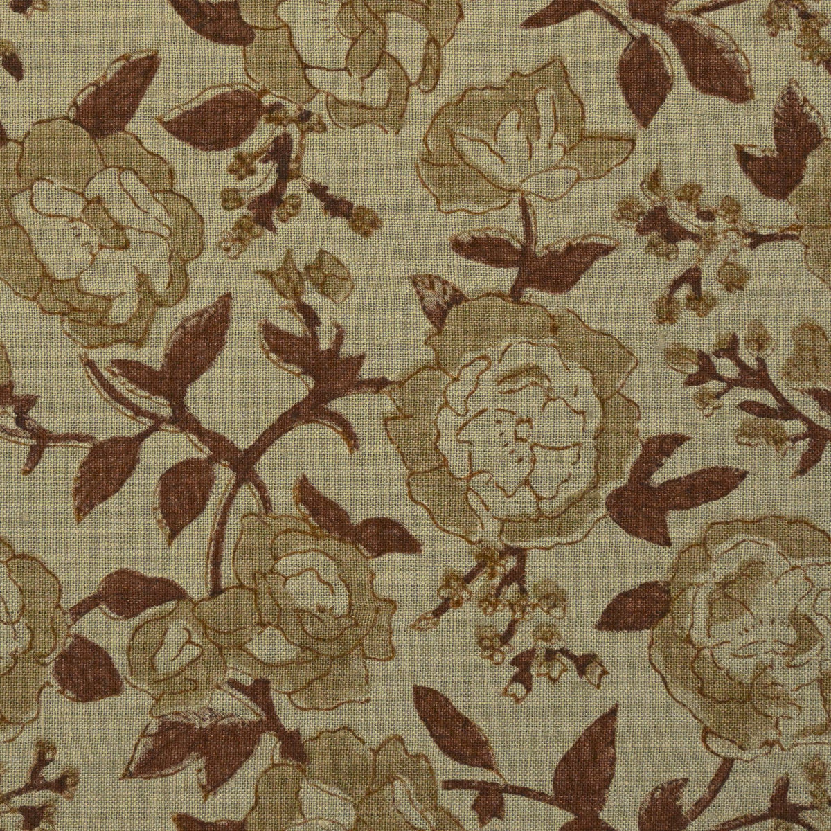 Anig Floral Solid Linen Block Print Fabric