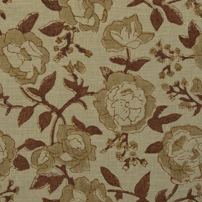 Anig Floral Solid Linen Block Print Fabric