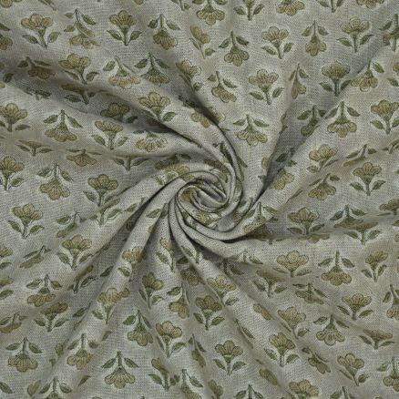 Artisan Block Print Linen Fabric - 9