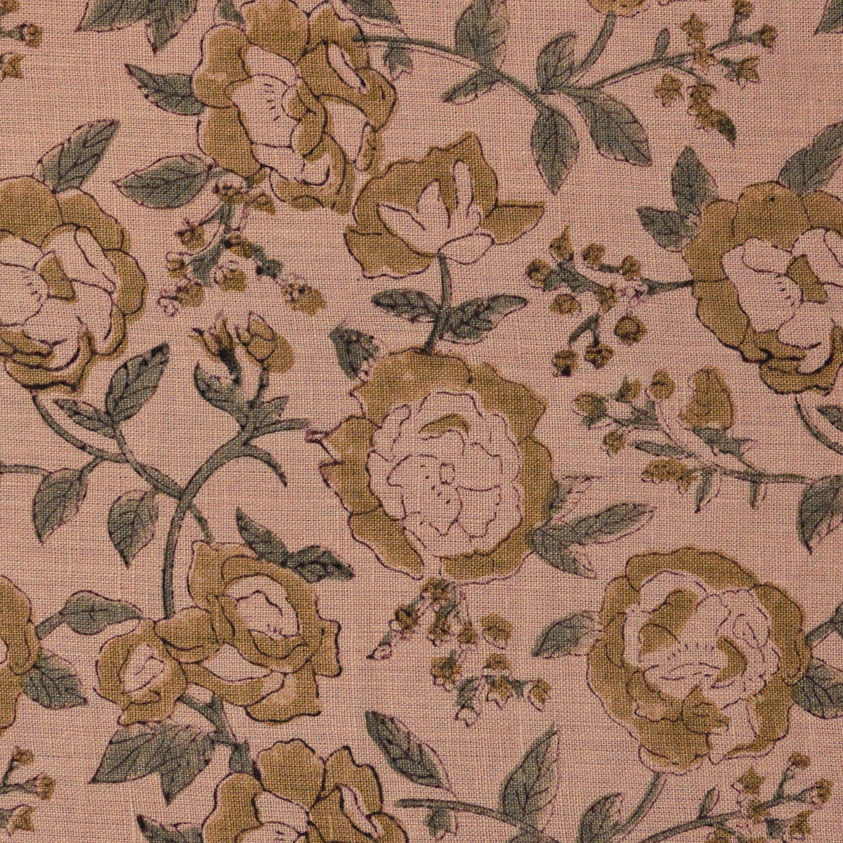 Anig Floral Solid Linen Block Print Fabric